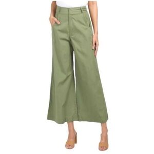 Free People | Menorca High Waist Wide Leg Cropped Pants Forest Glen Green (6)